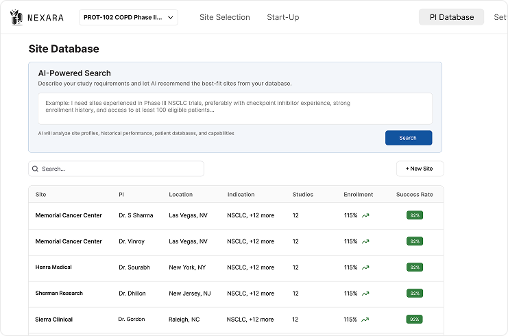 AI Site Search Interface